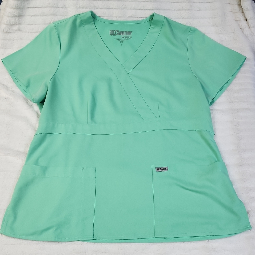 Grey's Anatomy Women's Bright Green Scrub Top, Size Large